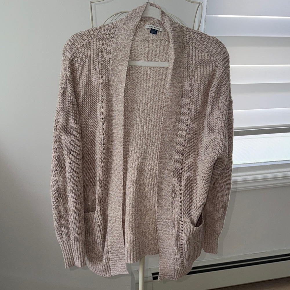 American Eagle Outfitters Open-Front Knit Cardigan - Light Tan